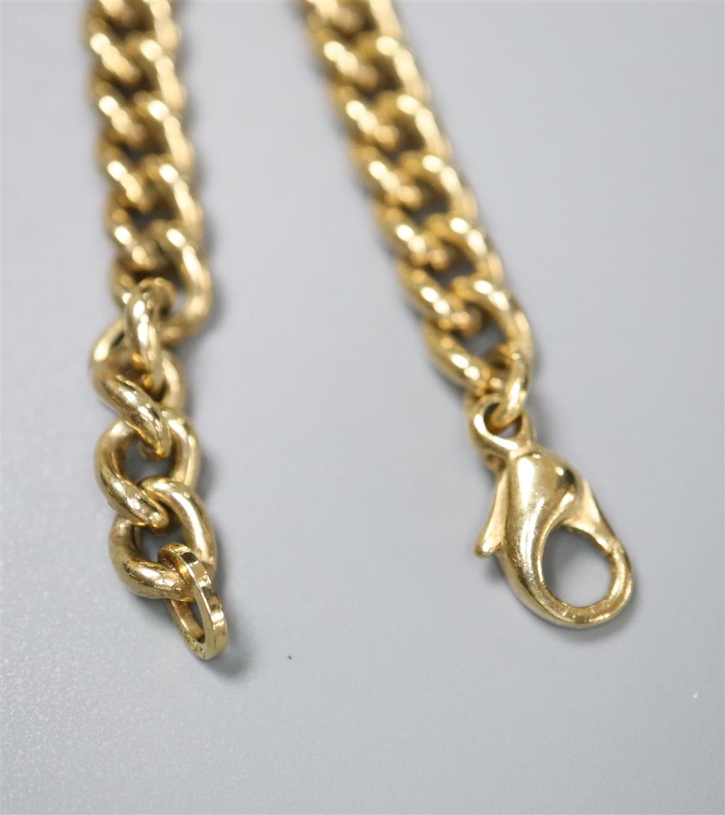 A 375 yellow metal hollow link necklace, 39cm, 15.2 grams.